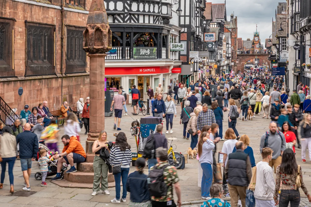 Crowds of visitors at The Cross Chester