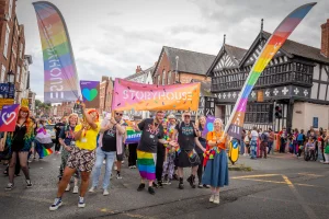 storyhouse chester walking in the chester pride 2024 parade