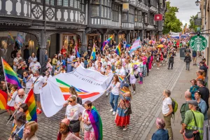 crowds of people for chester pride 2024 on Northgate street